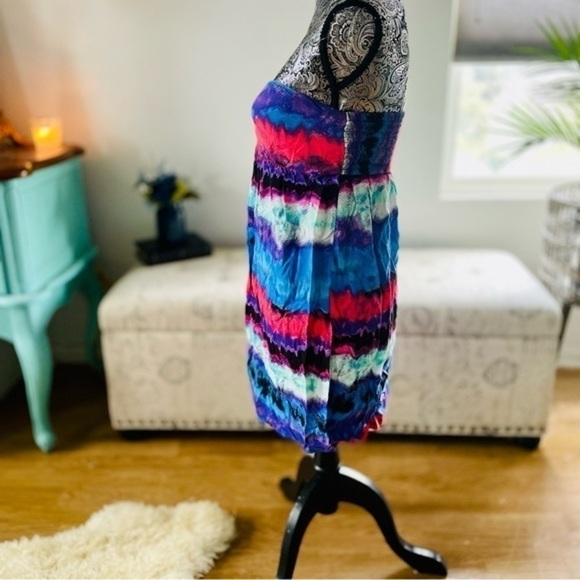 🏷️ 4/$25 Sweetheart Neck Bandeau Pull Over Watercolor Cover Up Mini Dress - Picture 7 of 11